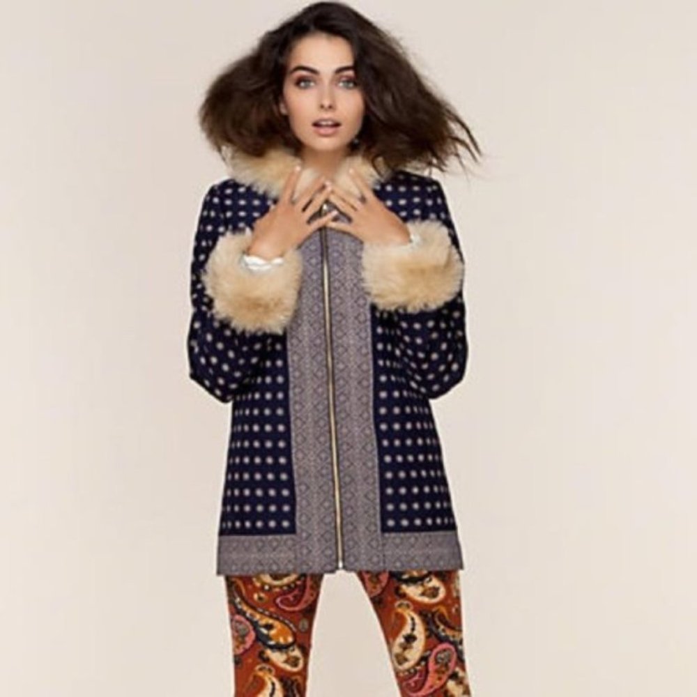 Anthropologie Madchen Hooded Coat w/ Faux Fur